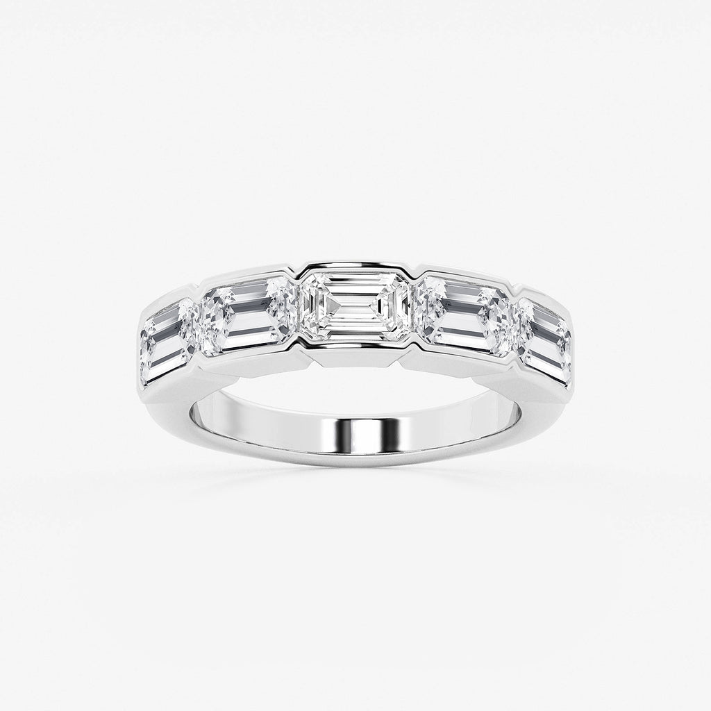 GWA080 - product video for 3 ctw Emerald Lab Grown Diamond Half Bezel East-West Five Stone Anniversary Band