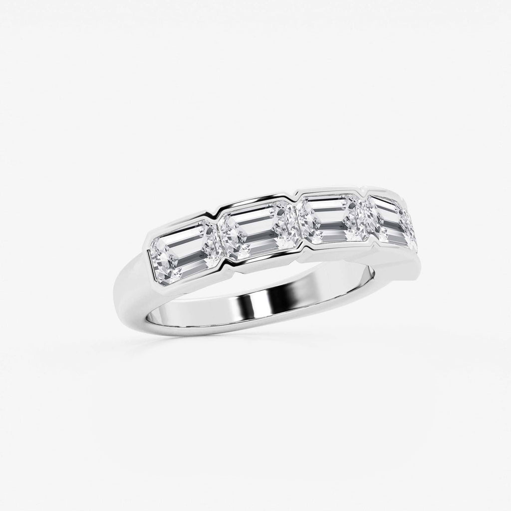 GWA080 - Additional Image 1 for  3 ctw Emerald Lab Grown Diamond Half Bezel East-West Five Stone Anniversary Band