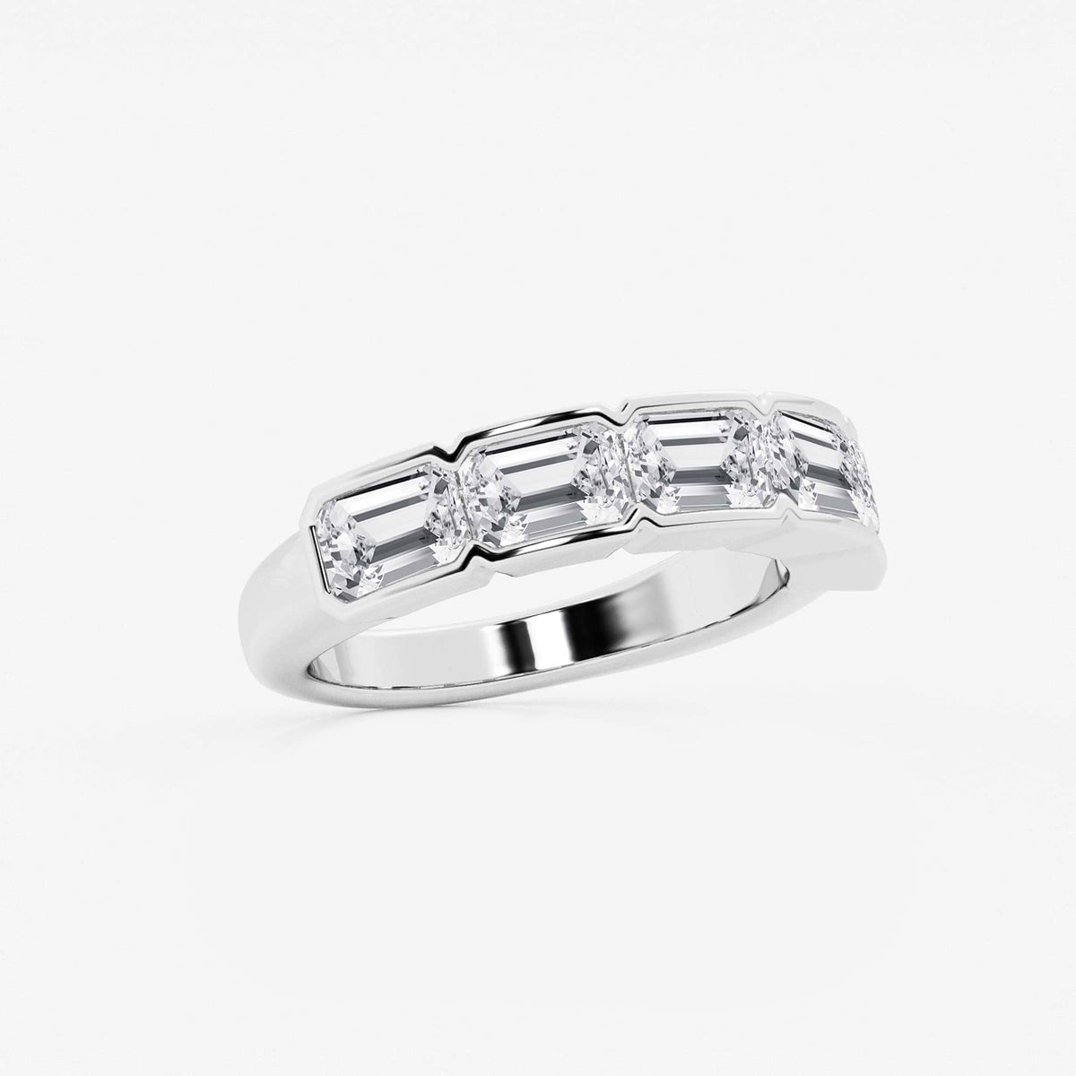 GWA080 - Additional Image 1 for  3 ctw Emerald Lab Grown Diamond Half Bezel East-West Five Stone Anniversary Band