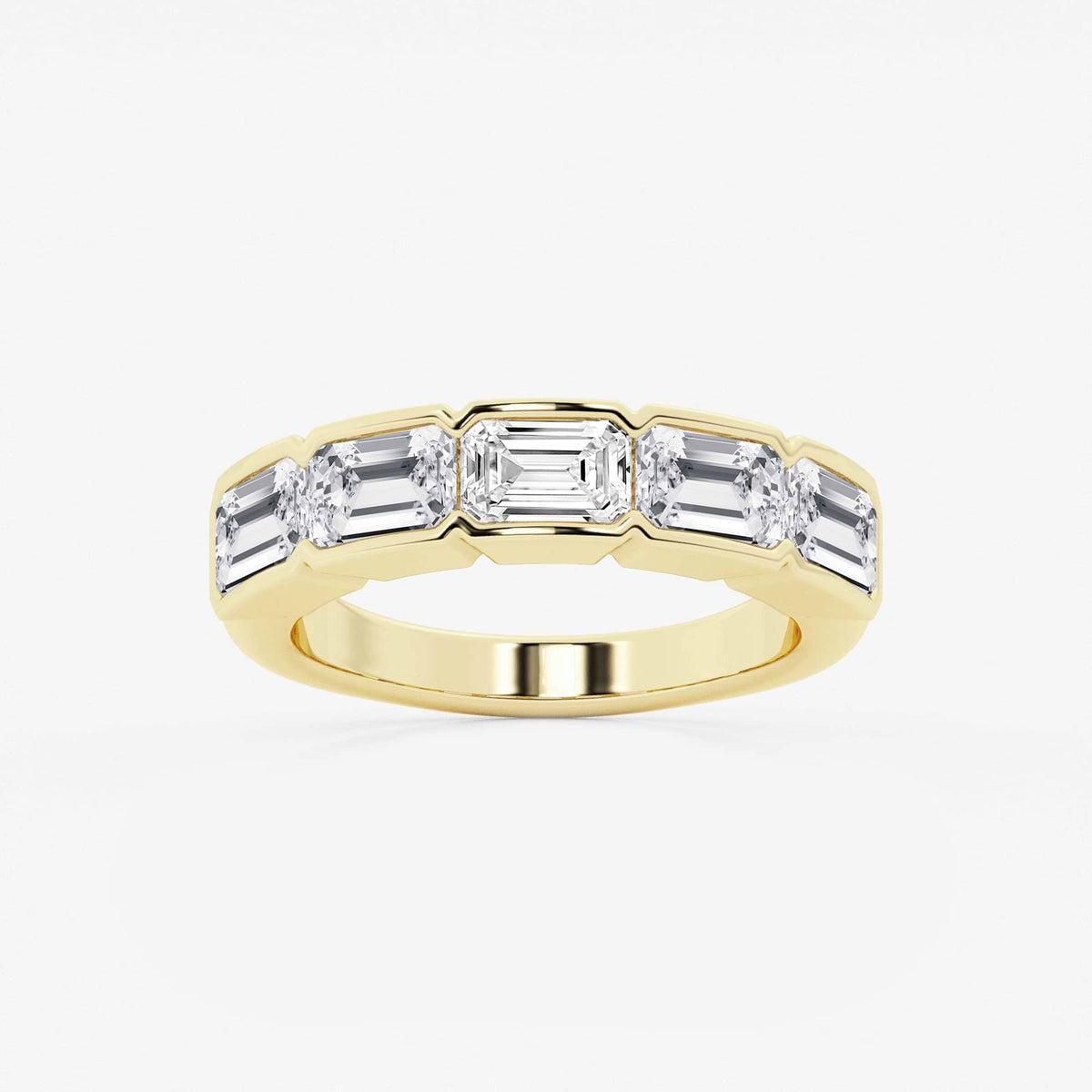 GWA080 - 3 ctw Emerald Lab Grown Diamond Half Bezel East-West Five Stone Anniversary Band