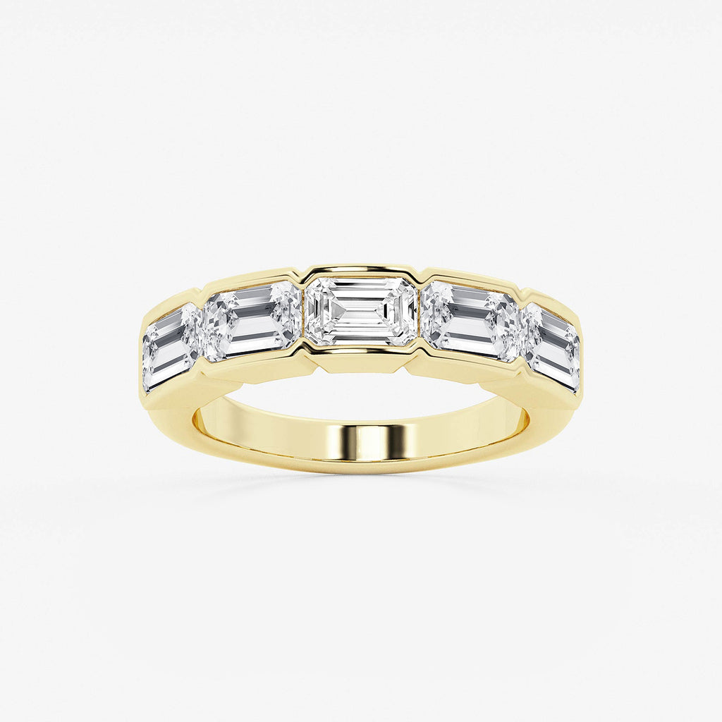GWA080 - product video for 3 ctw Emerald Lab Grown Diamond Half Bezel East-West Five Stone Anniversary Band