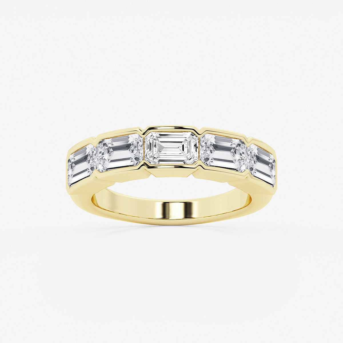 GWA080 - product video for 3 ctw Emerald Lab Grown Diamond Half Bezel East-West Five Stone Anniversary Band