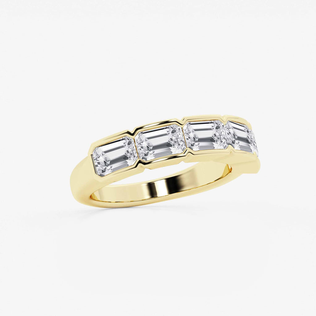 GWA080 - Additional Image 1 for  3 ctw Emerald Lab Grown Diamond Half Bezel East-West Five Stone Anniversary Band