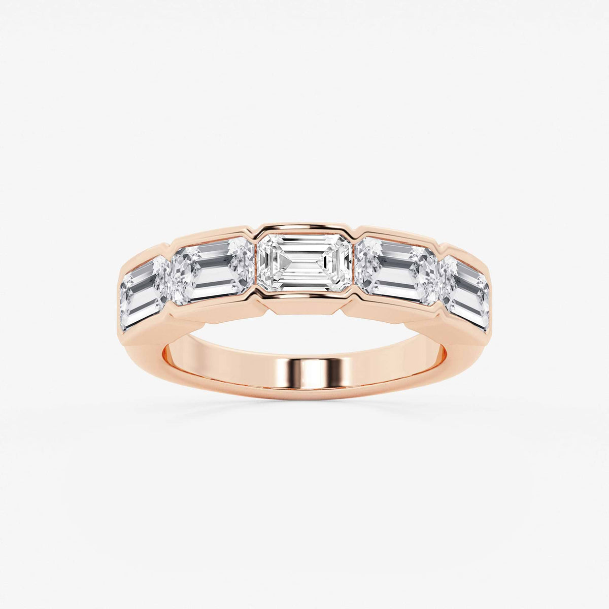GWA080 - 3 ctw Emerald Lab Grown Diamond Half Bezel East-West Five Stone Anniversary Band