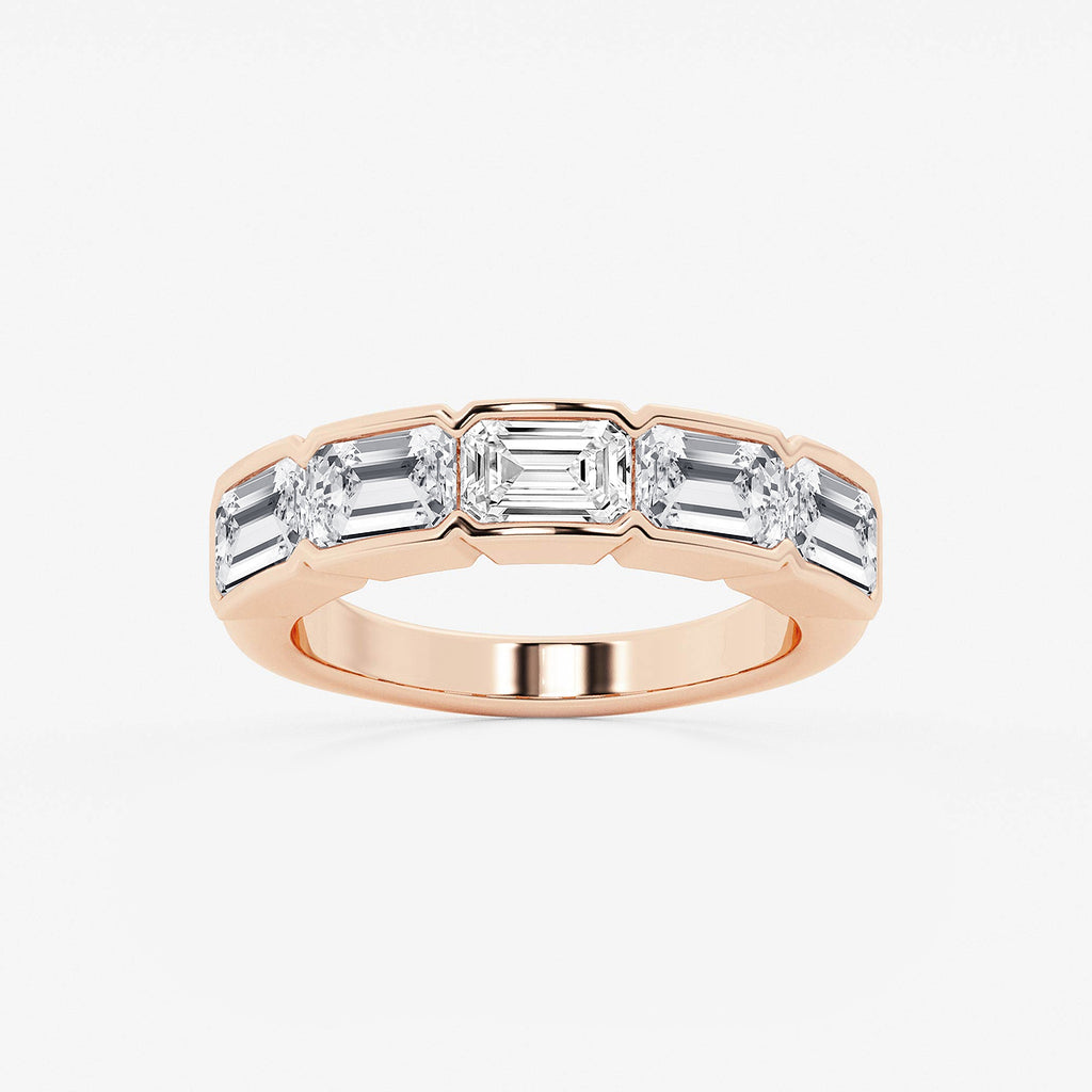 GWA080 - product video for 3 ctw Emerald Lab Grown Diamond Half Bezel East-West Five Stone Anniversary Band
