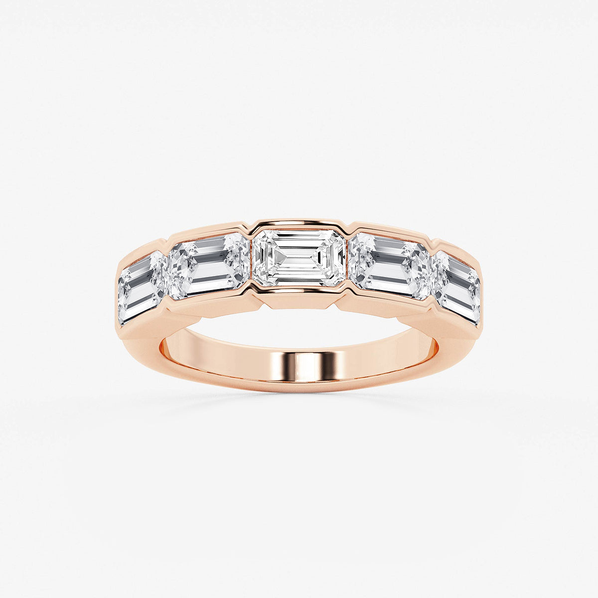 GWA080 - product video for 3 ctw Emerald Lab Grown Diamond Half Bezel East-West Five Stone Anniversary Band