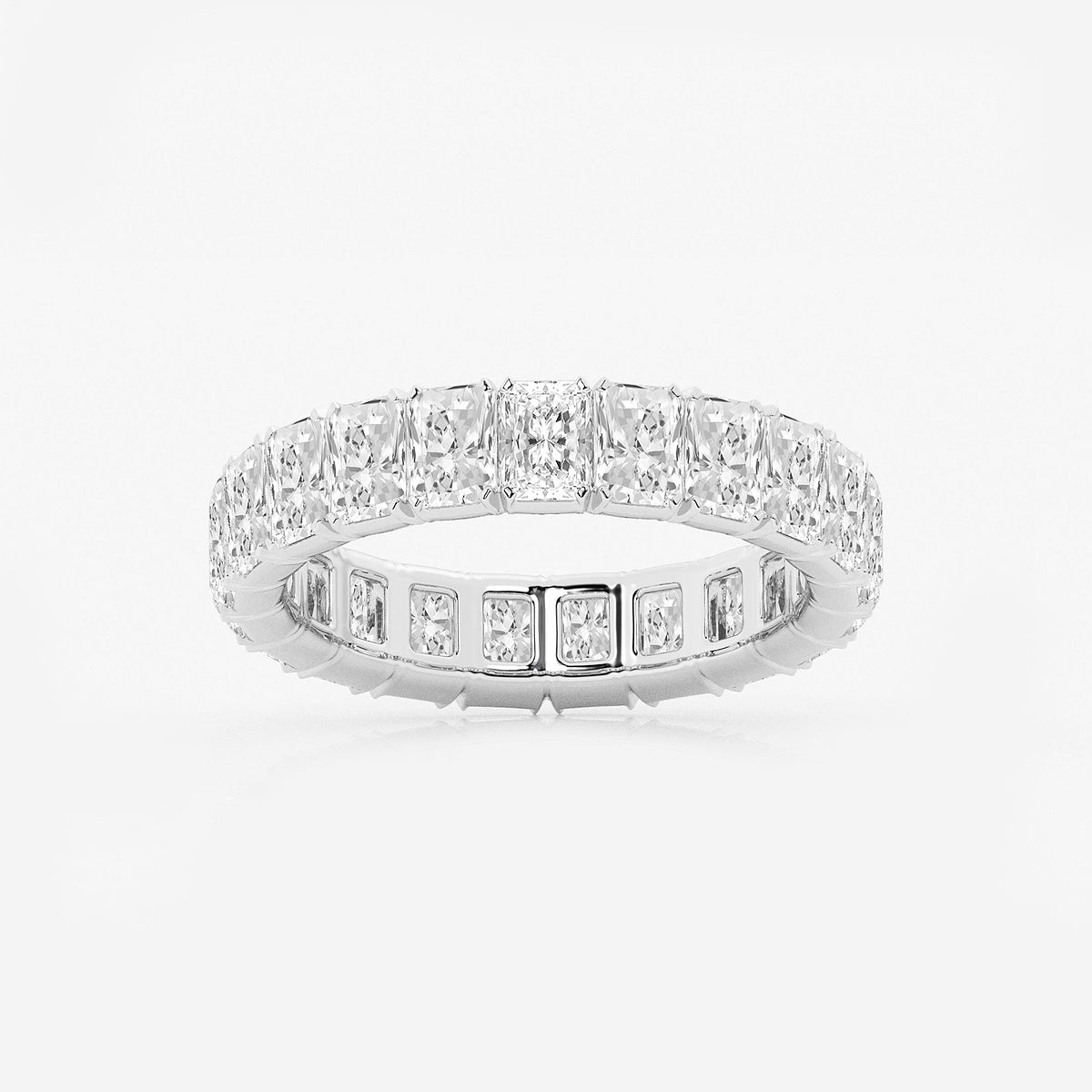 GWA082 - product video for 3 7/8 ctw Radiant Lab Grown Diamond V-Prong Eternity Band - 4.2mm Width