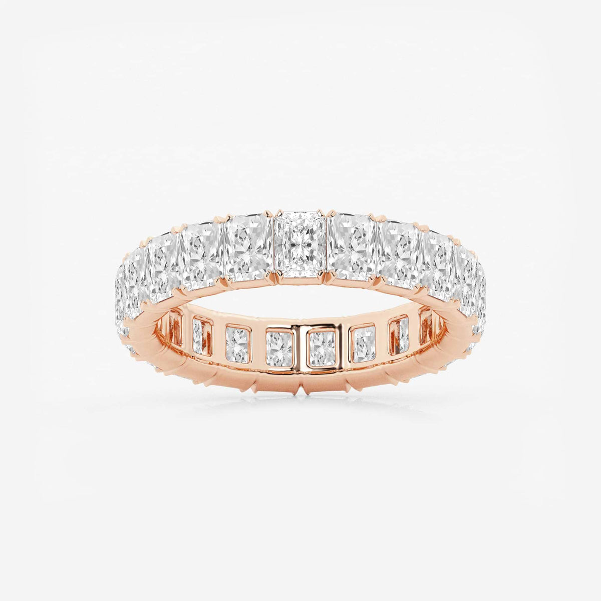 GWA082 - 3 7/8 ctw Radiant Lab Grown Diamond V-Prong Eternity Band - 4.2mm Width