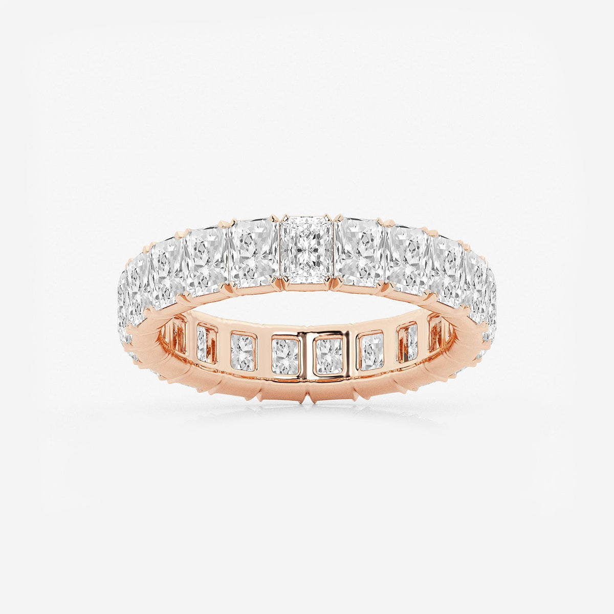 GWA082 - product video for 3 7/8 ctw Radiant Lab Grown Diamond V-Prong Eternity Band - 4.2mm Width