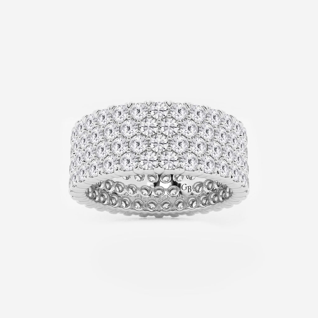 GWA088 - 4 ctw Round Lab Grown Diamond Multi-Row Eternity Band - 7.8mm Width