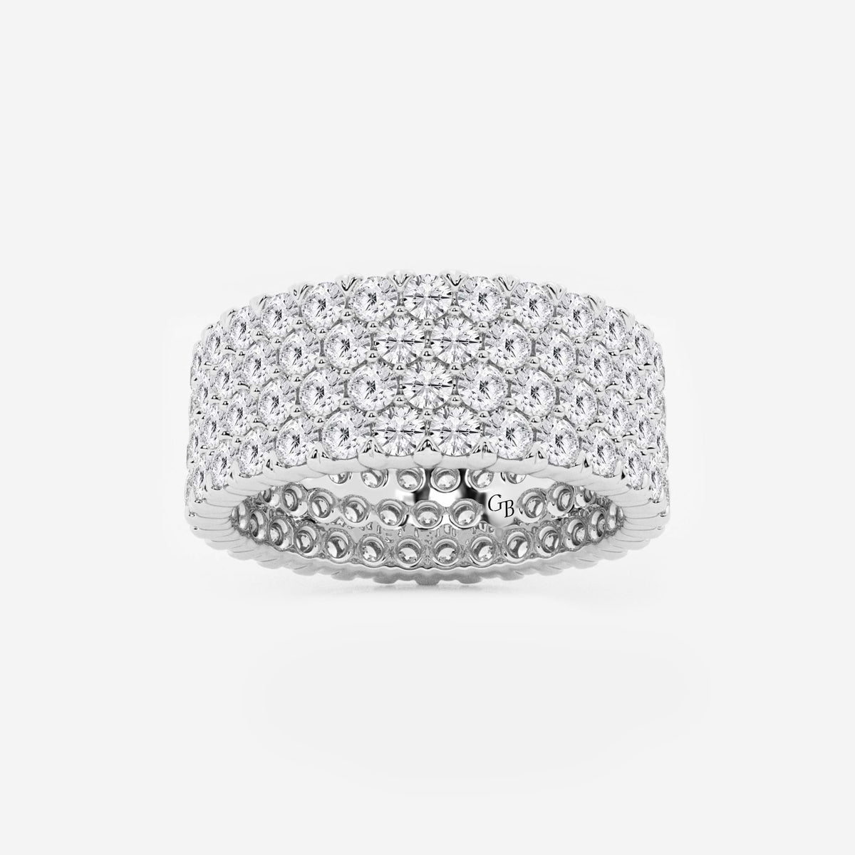 GWA088 - 4 ctw Round Lab Grown Diamond Multi-Row Eternity Band - 7.8mm Width