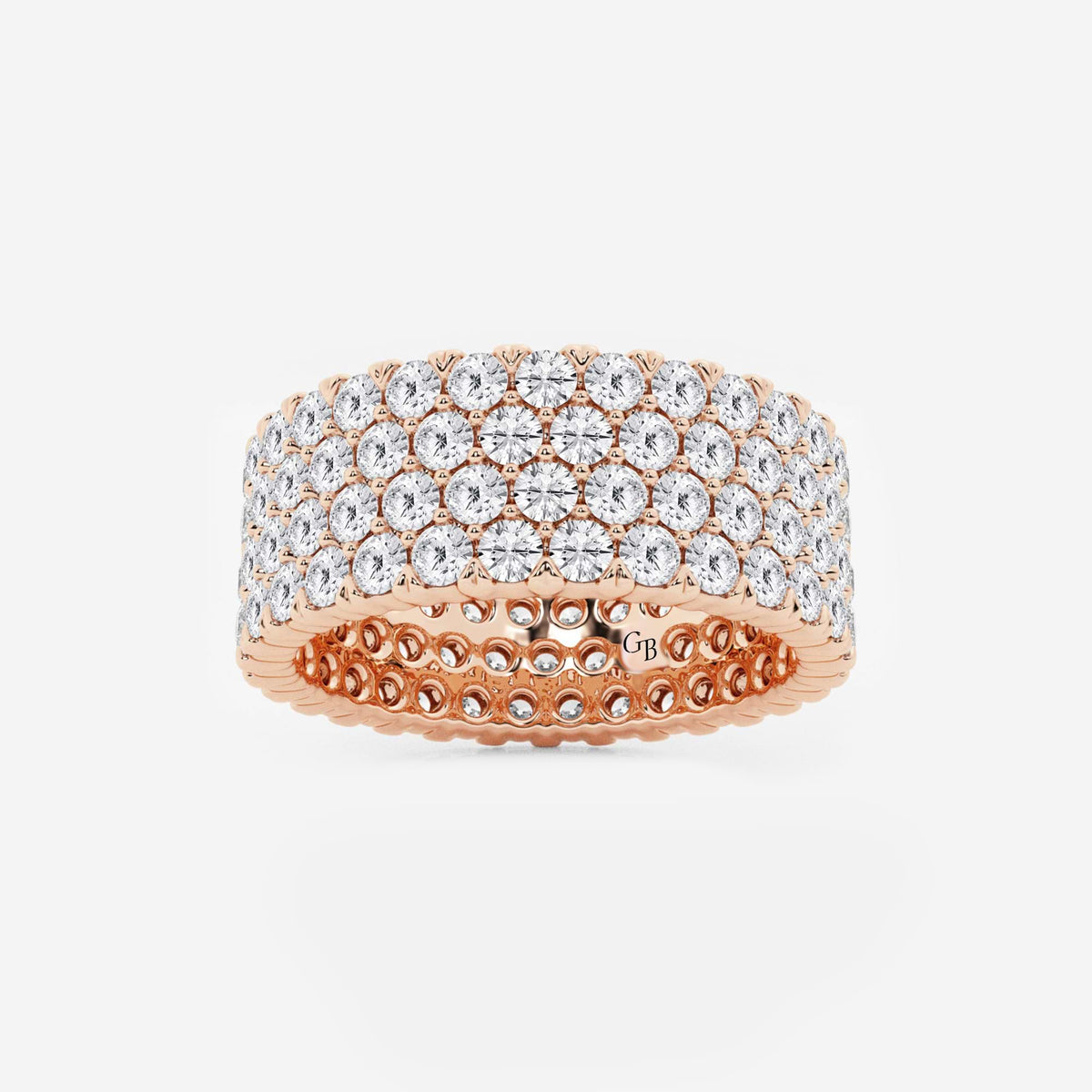 GWA088 - 4 ctw Round Lab Grown Diamond Multi-Row Eternity Band - 7.8mm Width