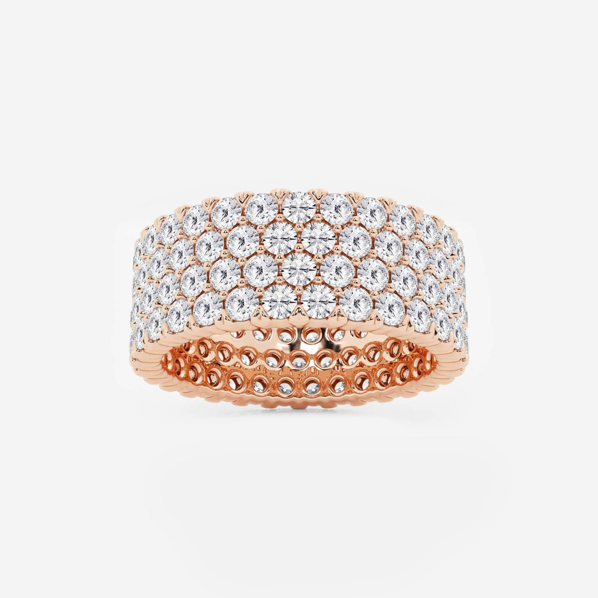 GWA088 - 4 ctw Round Lab Grown Diamond Multi-Row Eternity Band - 7.8mm Width