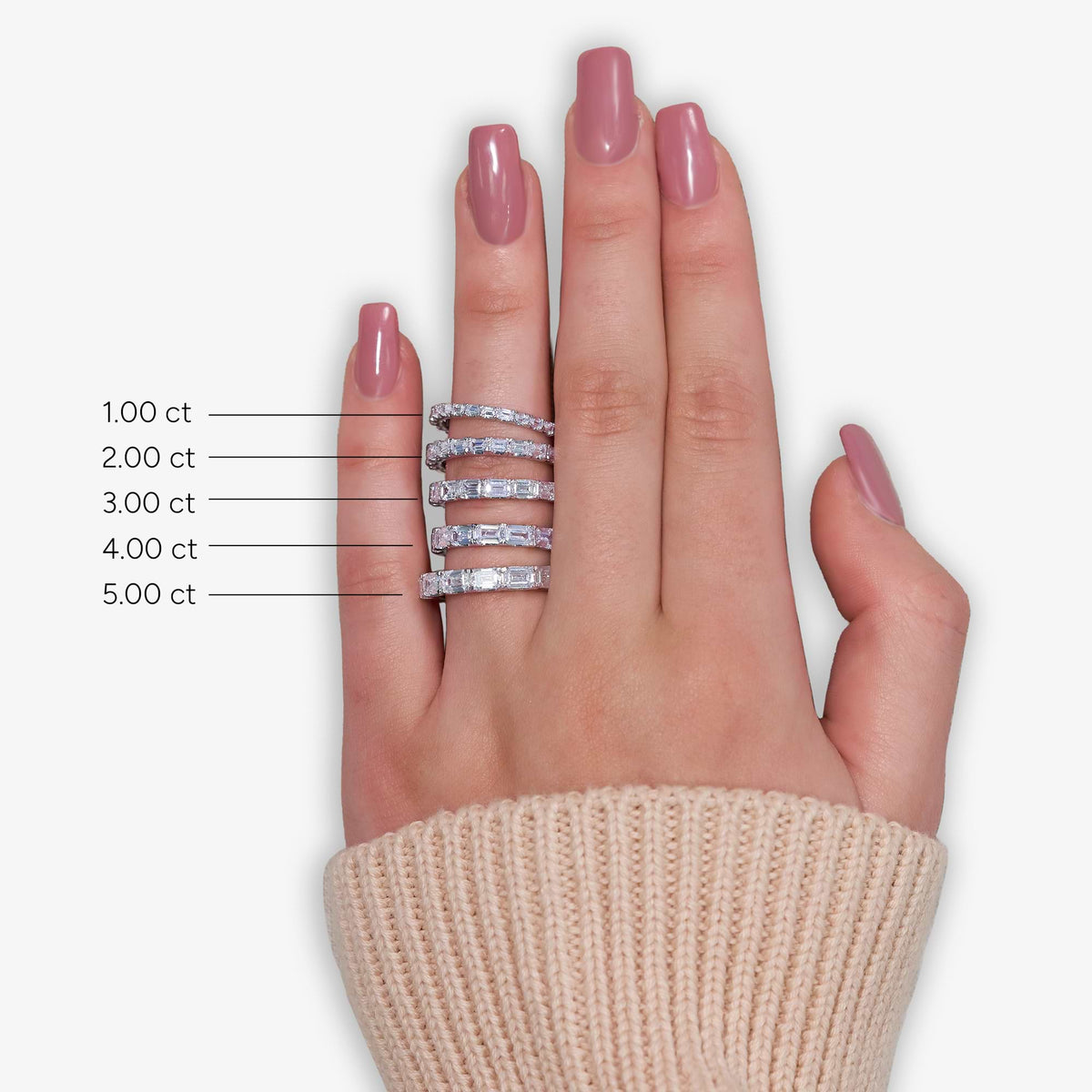 GWA089 - Additional Image 2 for  4 ctw Radiant Lab Grown Diamond East-West Eternity Band - 3.7mm Width