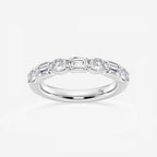 GWA090 - 1 2/5 ctw Emerald and Oval Lab Grown Diamond Alternating Seven-Stone Anniversary Band