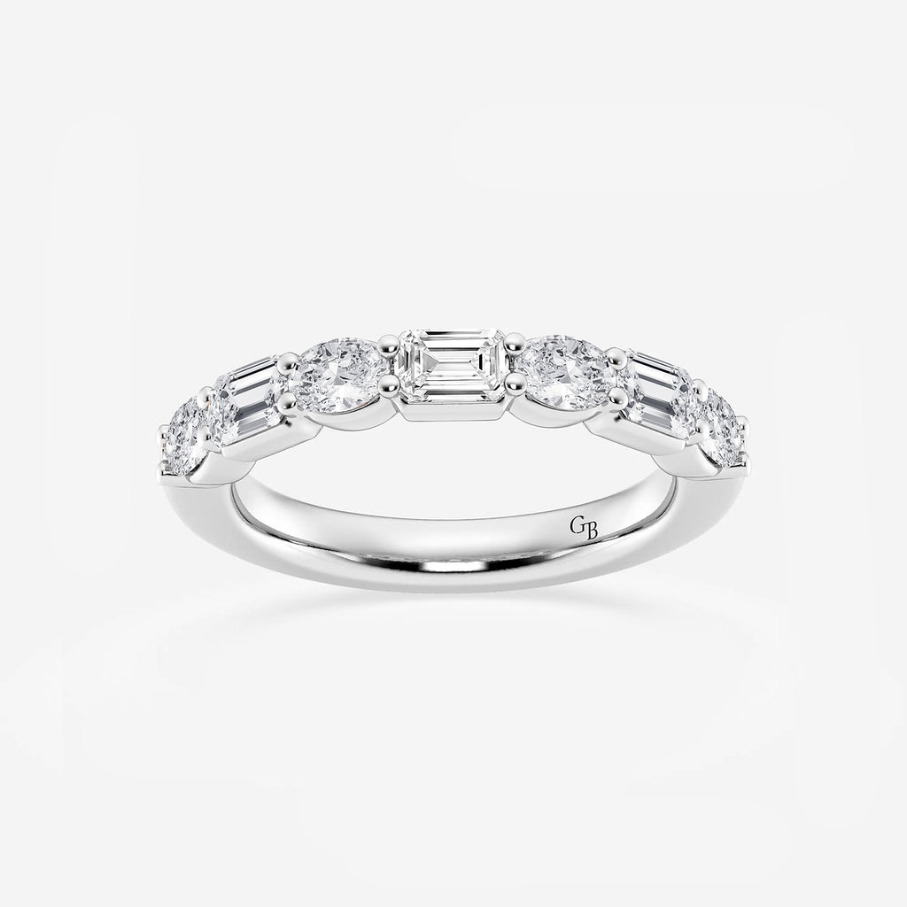 GWA090 - product video for 1 2/5 ctw Emerald and Oval Lab Grown Diamond Alternating Seven-Stone Anniversary Band