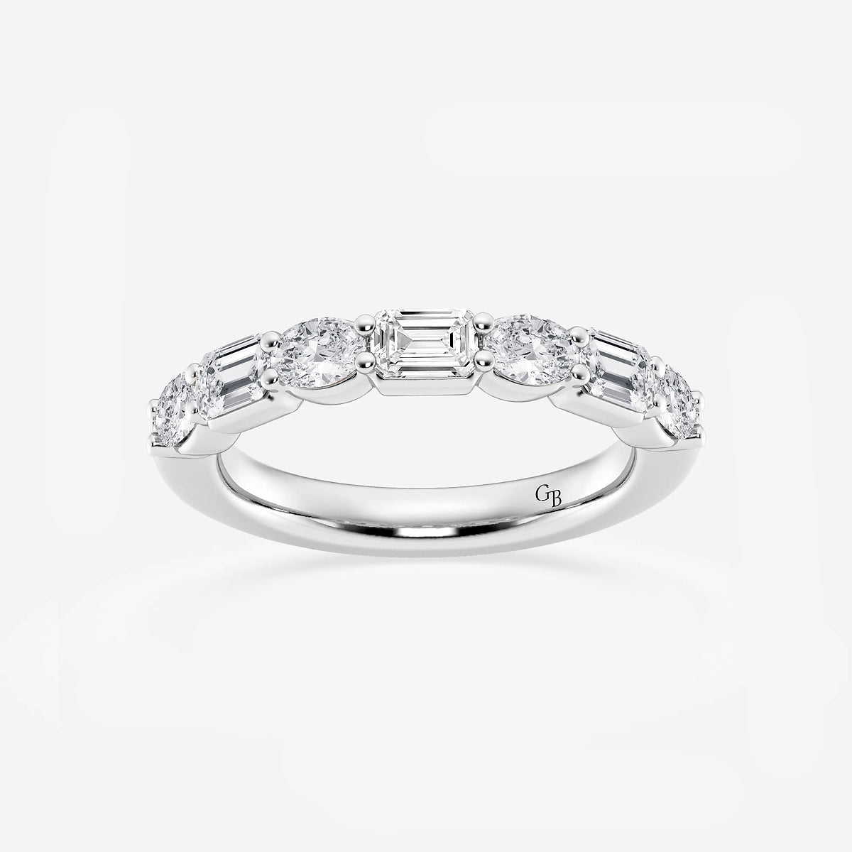 GWA090 - product video for 1 2/5 ctw Emerald and Oval Lab Grown Diamond Alternating Seven-Stone Anniversary Band