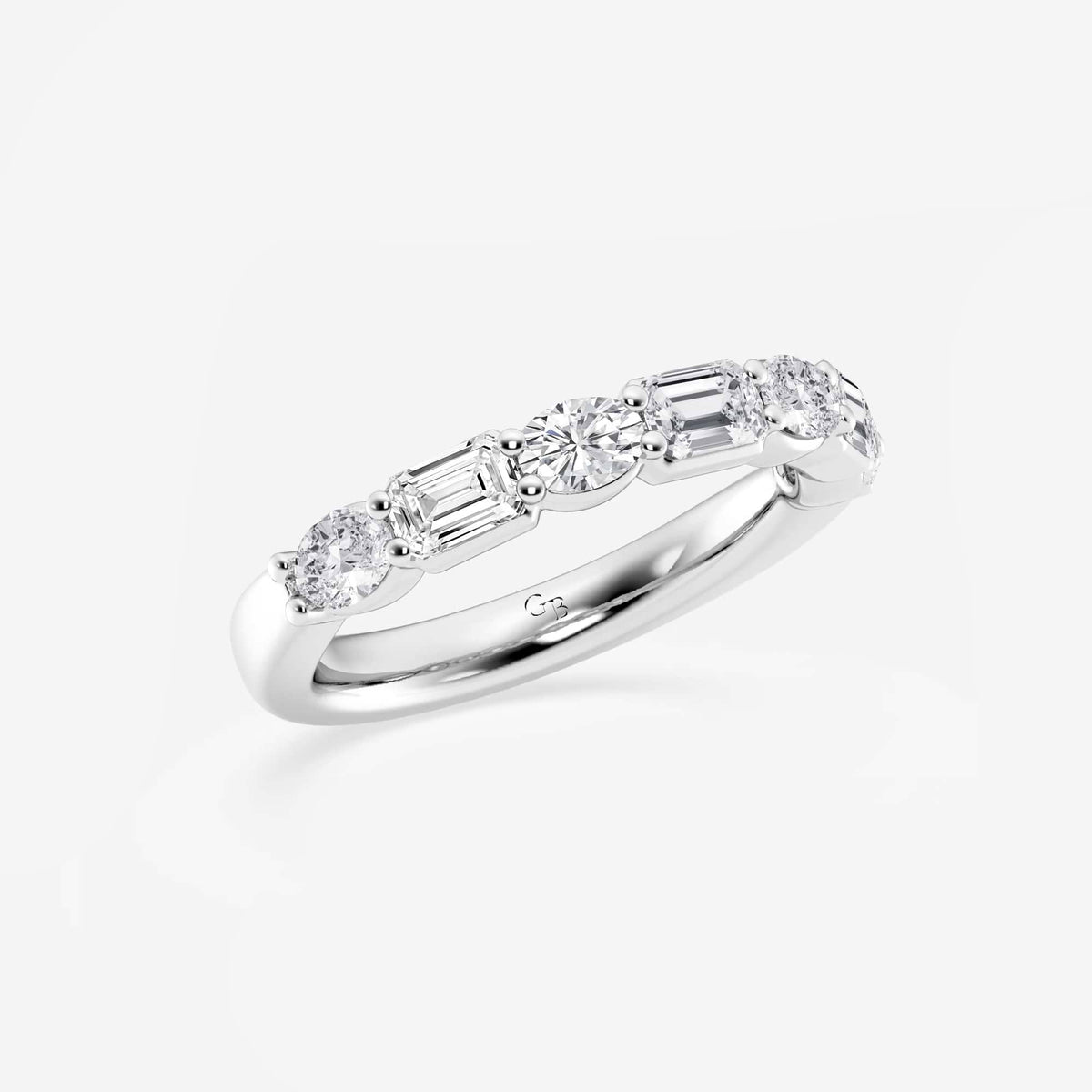 GWA090 - Additional Image 1 for  1 2/5 ctw Emerald and Oval Lab Grown Diamond Alternating Seven-Stone Anniversary Band