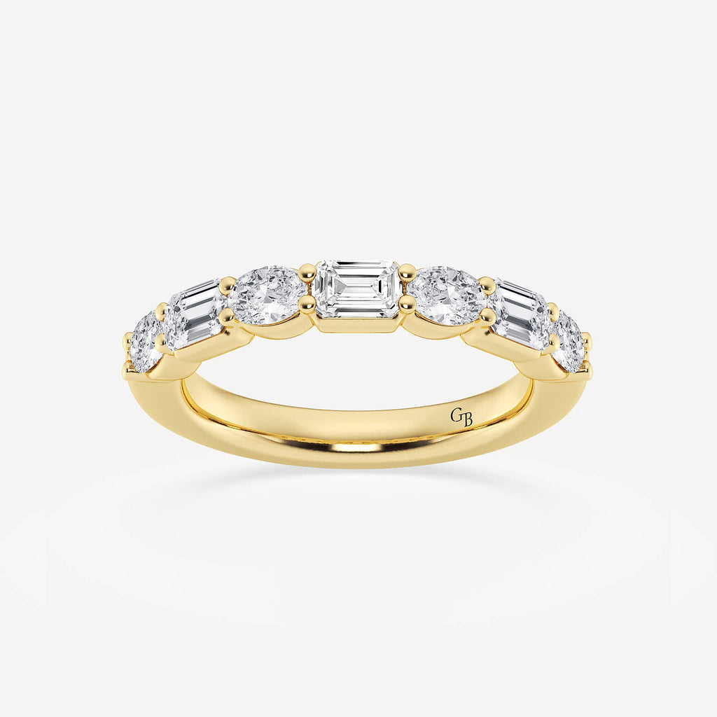 GWA090 - product video for 1 2/5 ctw Emerald and Oval Lab Grown Diamond Alternating Seven-Stone Anniversary Band