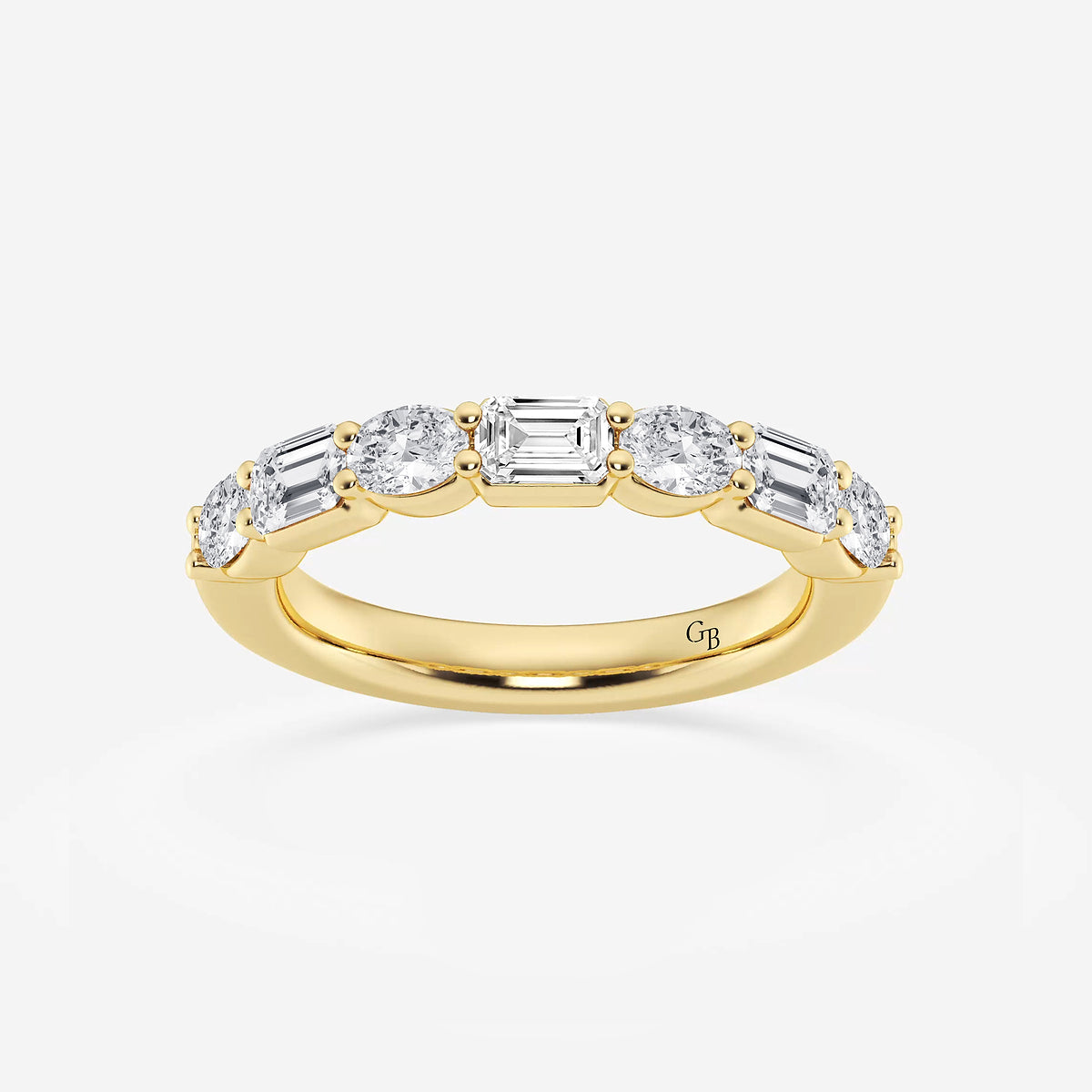 GWA090 - product video for 1 2/5 ctw Emerald and Oval Lab Grown Diamond Alternating Seven-Stone Anniversary Band