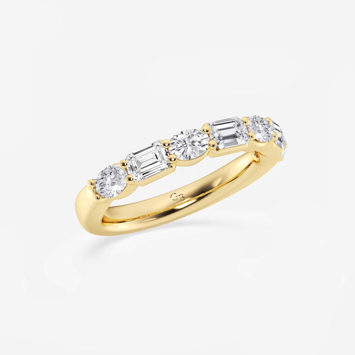 GWA090 - Additional Image 1 for  1 2/5 ctw Emerald and Oval Lab Grown Diamond Alternating Seven-Stone Anniversary Band