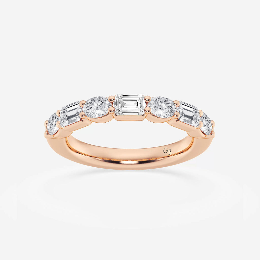 GWA090 - product video for 1 2/5 ctw Emerald and Oval Lab Grown Diamond Alternating Seven-Stone Anniversary Band