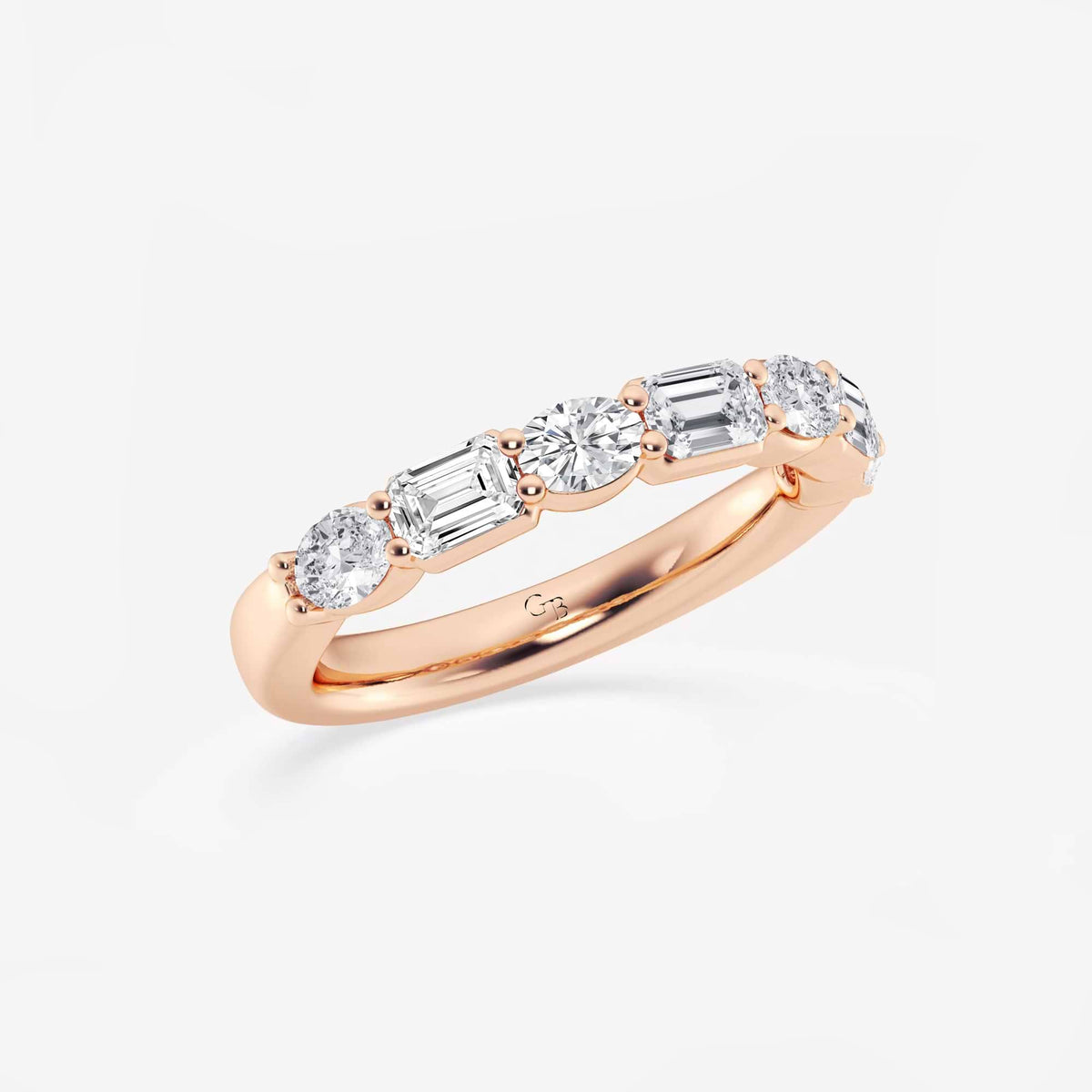 GWA090 - Additional Image 1 for  1 2/5 ctw Emerald and Oval Lab Grown Diamond Alternating Seven-Stone Anniversary Band