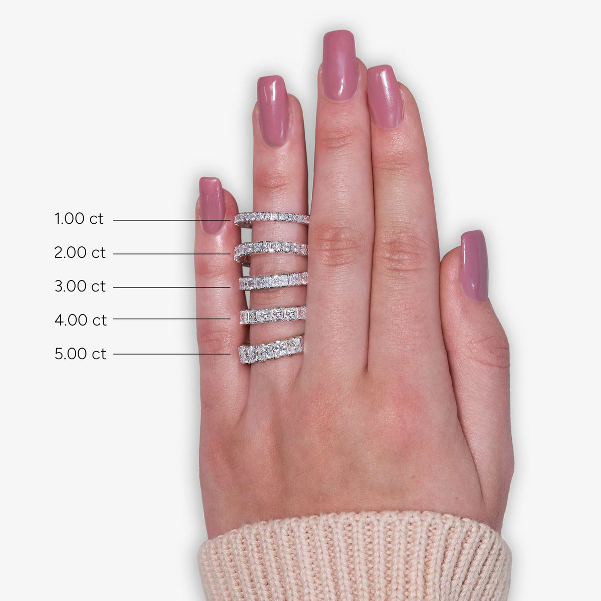 GWA091 - Additional Image 2 for  2 ctw Princess Lab Grown Diamond Eternity Band - 2.7mm Width