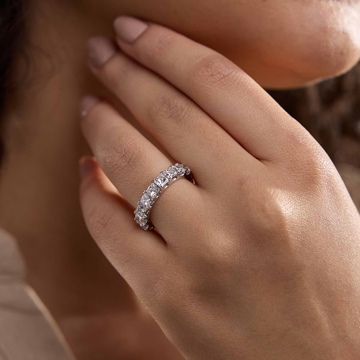 GWA091 - 5 ctw Princess Lab Grown Diamond Eternity Band - 4mm Width