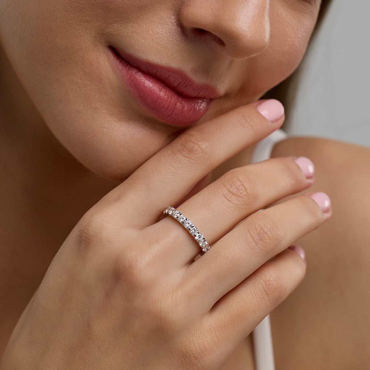 GWA092 - 2 ctw U shaped Round Lab Grown Diamond Eternity Band - 3mm Width