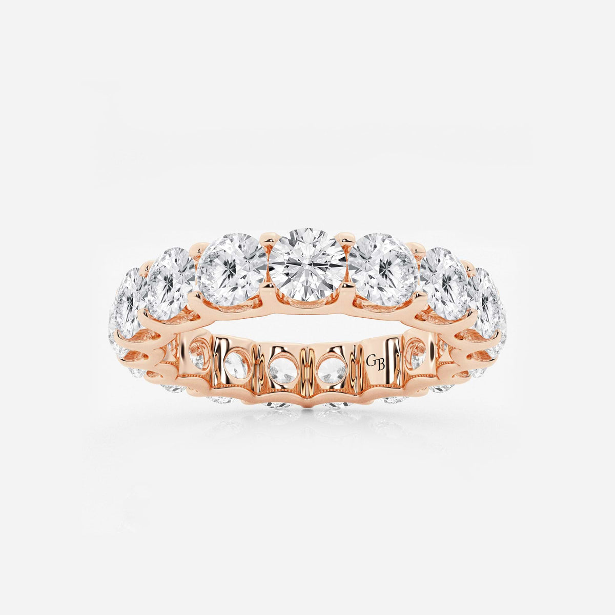 GWA092 - 4 ctw U shaped Round Lab Grown Diamond Eternity Band - 4mm Width