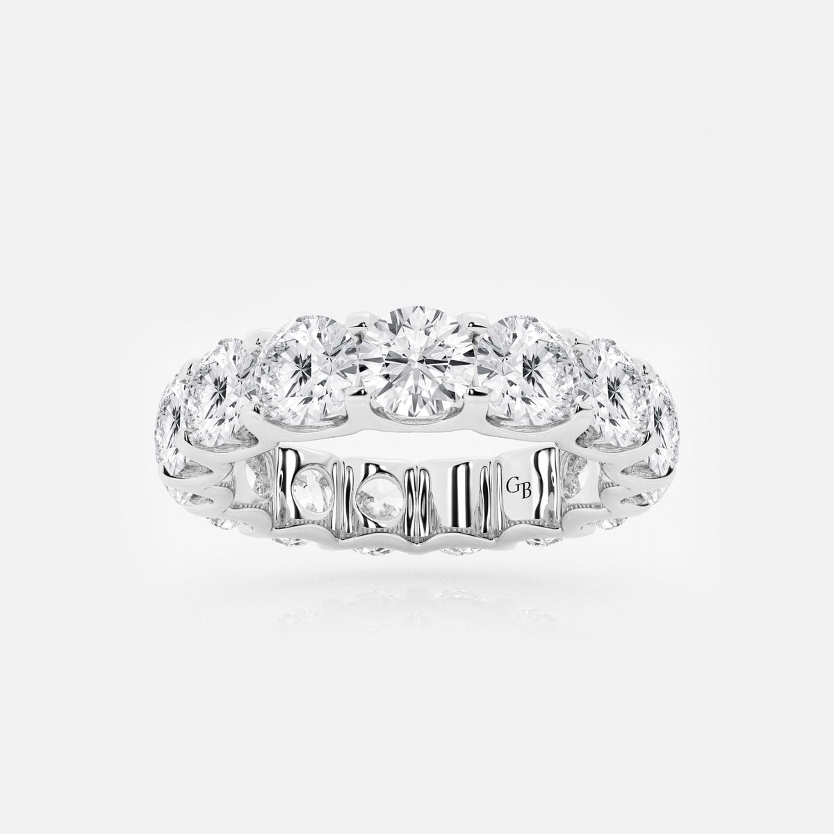 GWA092 - 5 ctw U shaped Round Lab Grown Diamond Eternity Band - 4.4mm Width