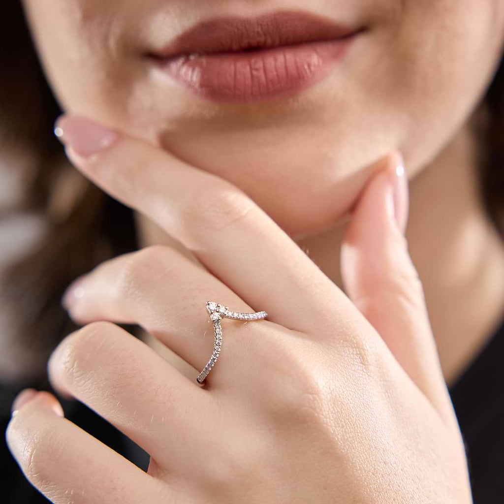 GWA095 - Additional Image 2 for  1/5 ctw Round Lab Grown Diamond Chevron Wedding Band