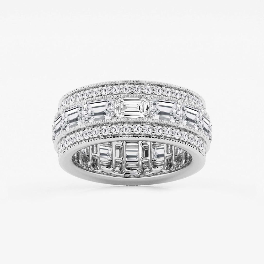 GWA096 - 5 1/3 ctw Emerald Lab Grown Diamond Triple Row Eternity Band - 8.7mm Width