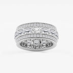 GWA096 - 5 1/3 ctw Emerald Lab Grown Diamond Triple Row Eternity Band - 8.7mm Width