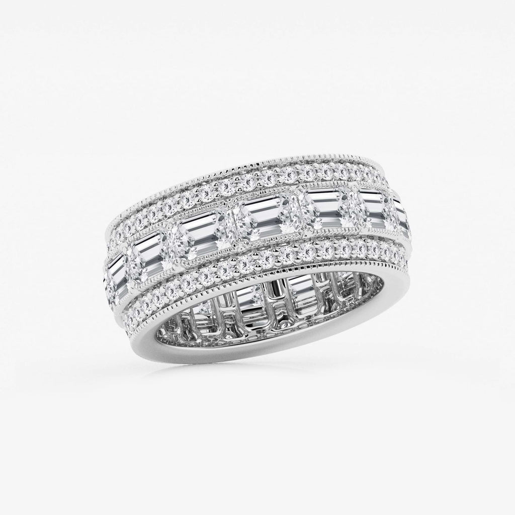 GWA096 - Additional Image 1 for  5 1/3 ctw Emerald Lab Grown Diamond Triple Row Eternity Band - 8.7mm Width