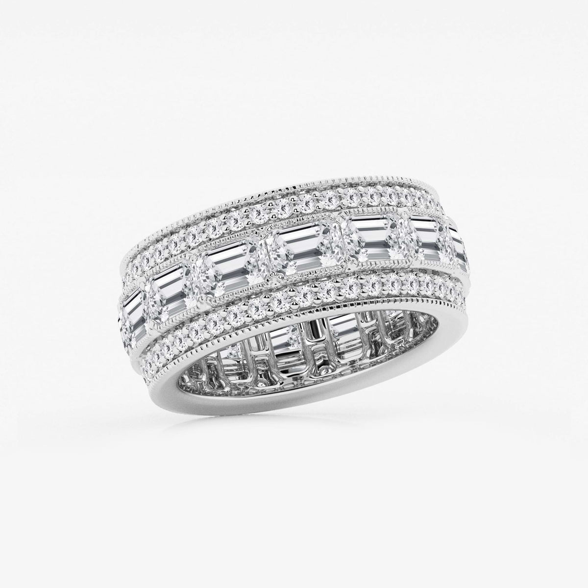 GWA096 - Additional Image 1 for  5 1/3 ctw Emerald Lab Grown Diamond Triple Row Eternity Band - 8.7mm Width