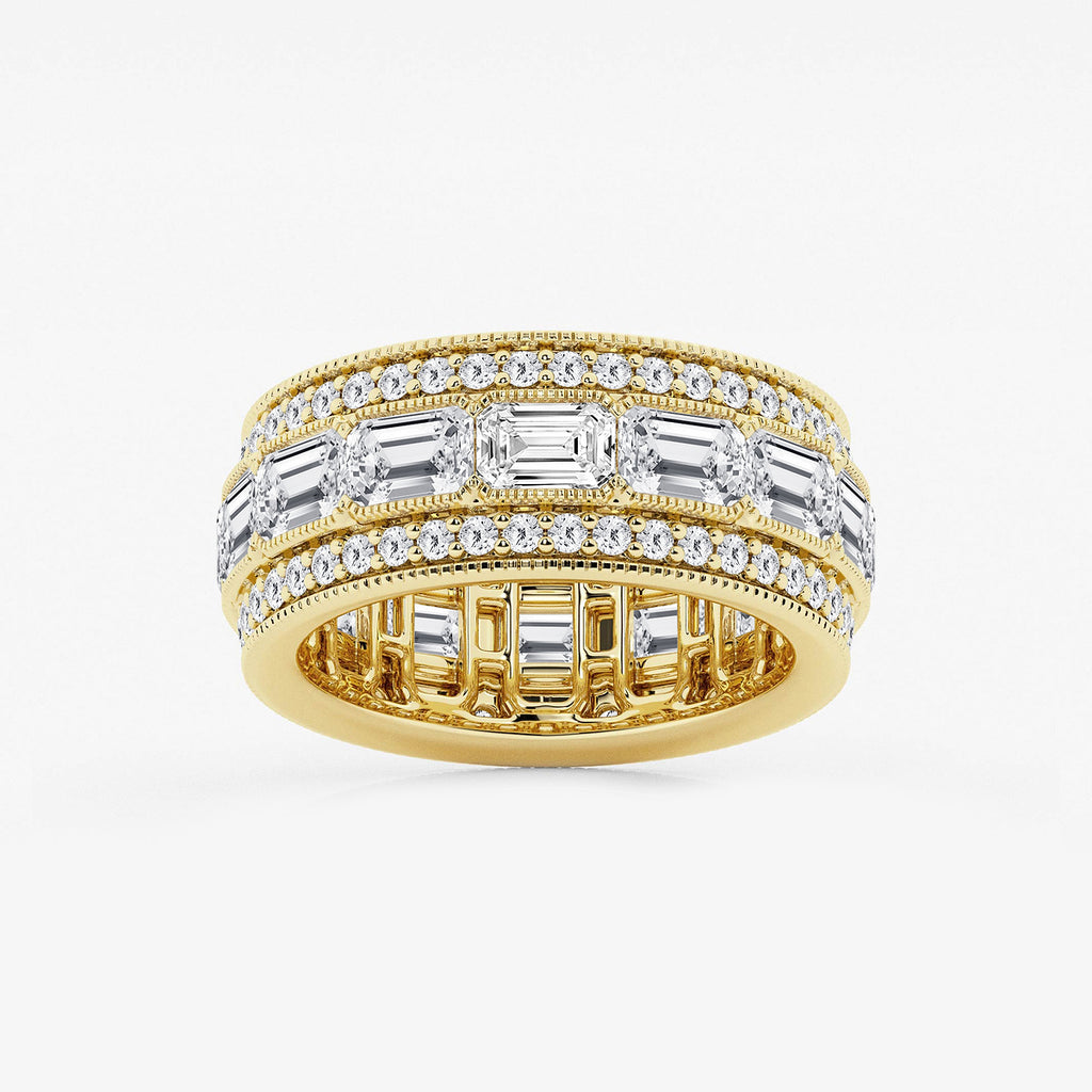 GWA096 - product video for 5 1/3 ctw Emerald Lab Grown Diamond Triple Row Eternity Band - 8.7mm Width