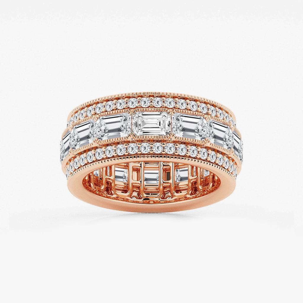 GWA096 - product video for 5 1/3 ctw Emerald Lab Grown Diamond Triple Row Eternity Band - 8.7mm Width