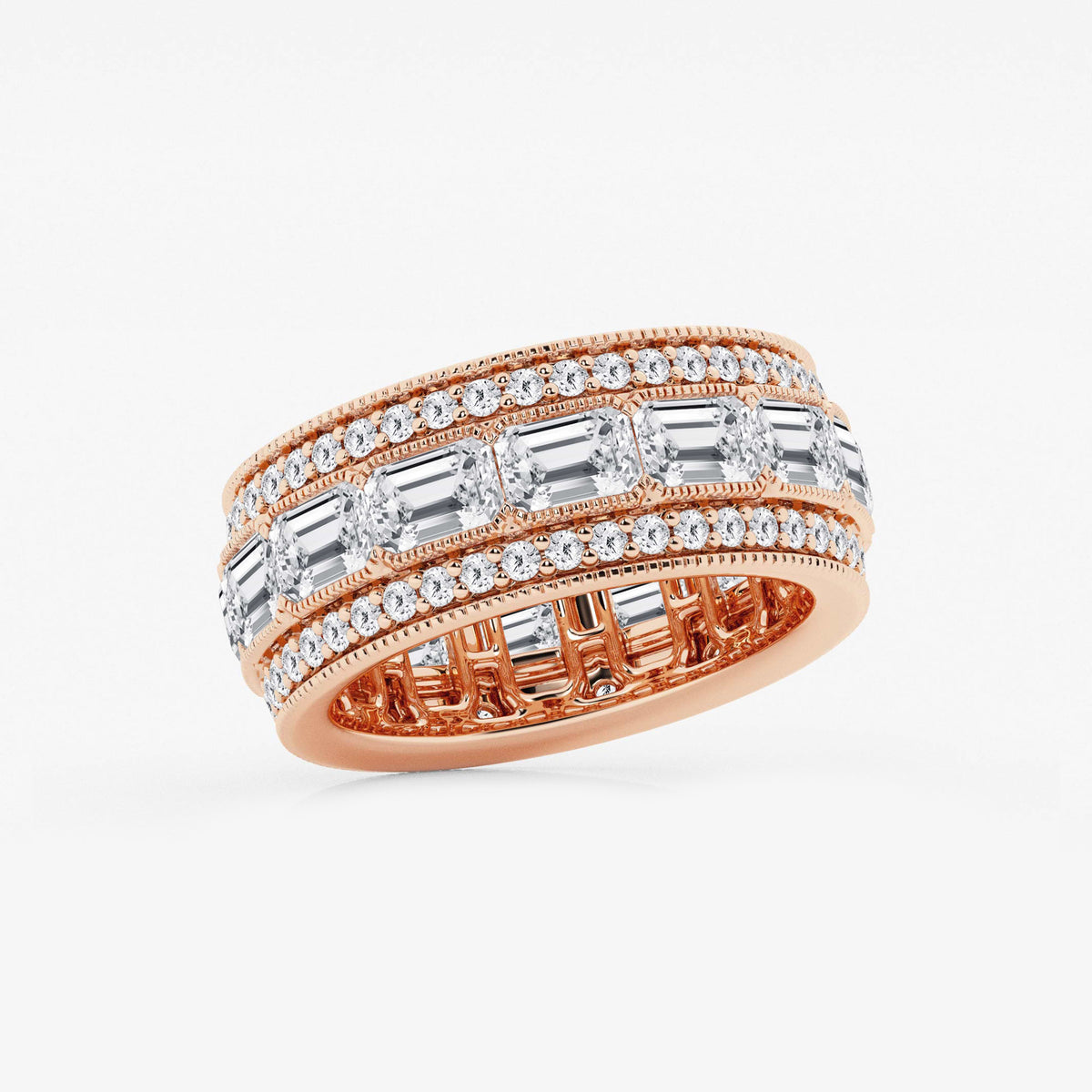 GWA096 - Additional Image 1 for  5 1/3 ctw Emerald Lab Grown Diamond Triple Row Eternity Band - 8.7mm Width
