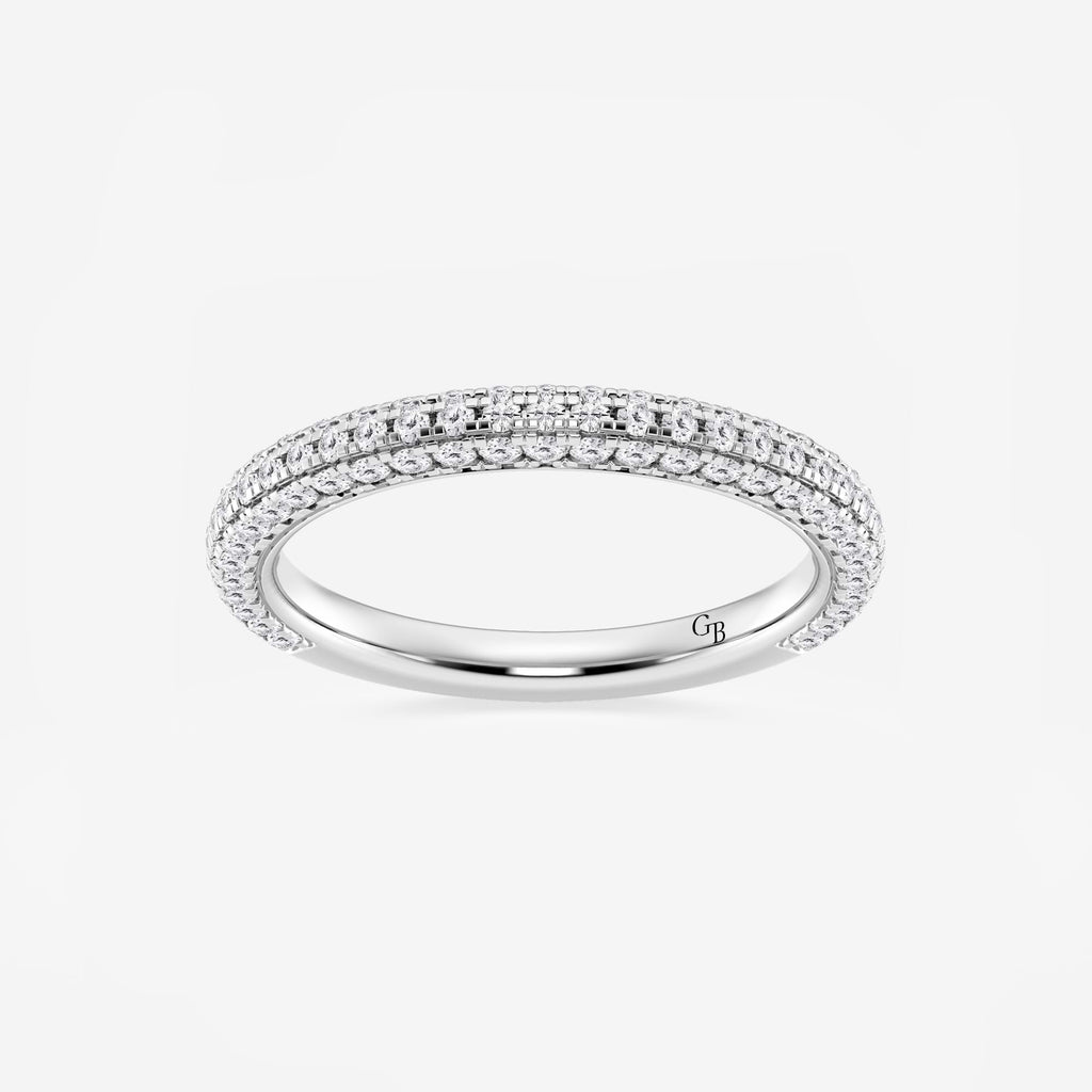 GWA100 - 5/8 ctw Round Lab Grown Diamond Rollover Pave Wedding Band