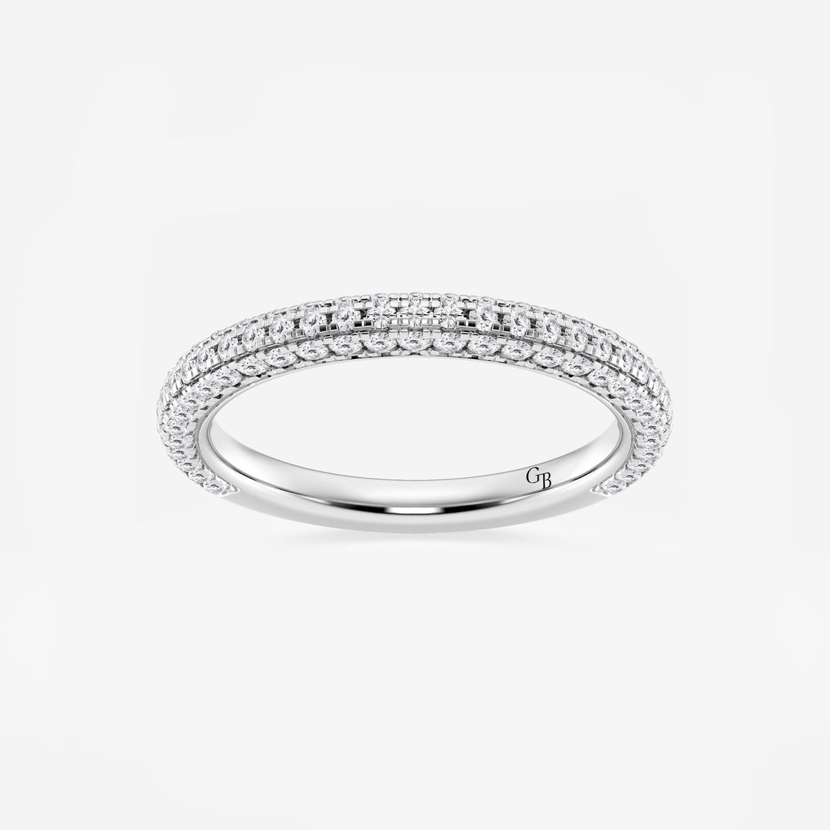 GWA100 - 5/8 ctw Round Lab Grown Diamond Rollover Pave Wedding Band