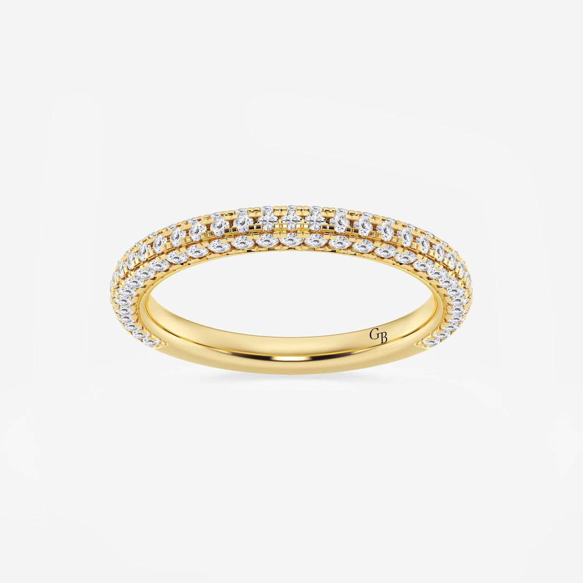 GWA100 - 5/8 ctw Round Lab Grown Diamond Rollover Pave Wedding Band