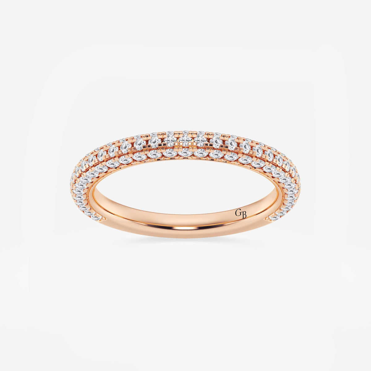 GWA100 - 5/8 ctw Round Lab Grown Diamond Rollover Pave Wedding Band