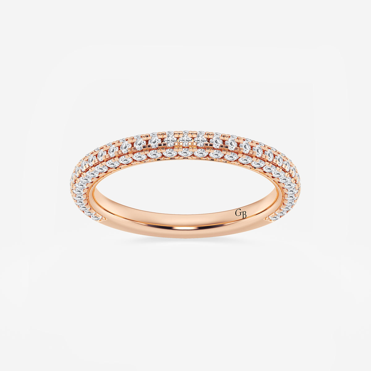 GWA100 - product video for 5/8 ctw Round Lab Grown Diamond Rollover Pave Wedding Band