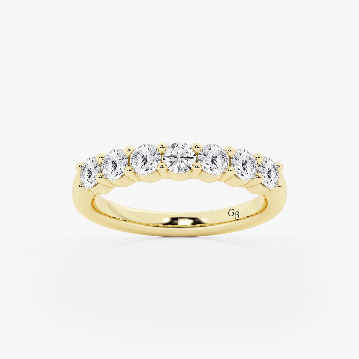 GWA105 - product video for 1 ctw Round Lab Grown Diamond Seven Stone Shared Prong Anniversary Band