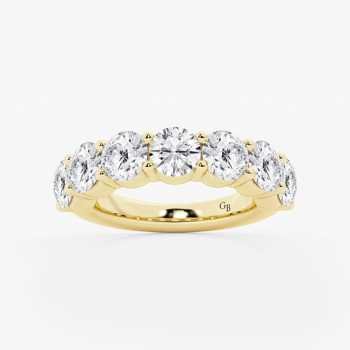 GWA105 - product video for 4 ctw Round Lab Grown Diamond Seven Stone Shared Prong Anniversary Band