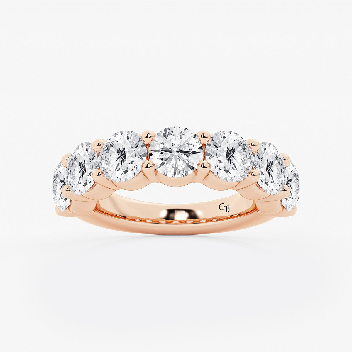 GWA105 - product video for 5 ctw Round Lab Grown Diamond Seven Stone Shared Prong Anniversary Band