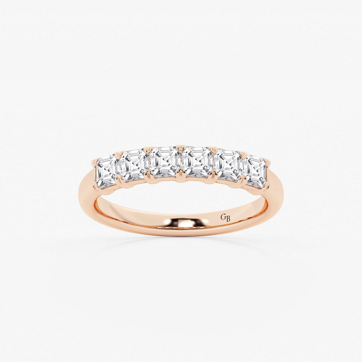 GWA107 - 1 ctw Asscher Lab Grown Diamond Six Stone Anniversary Band