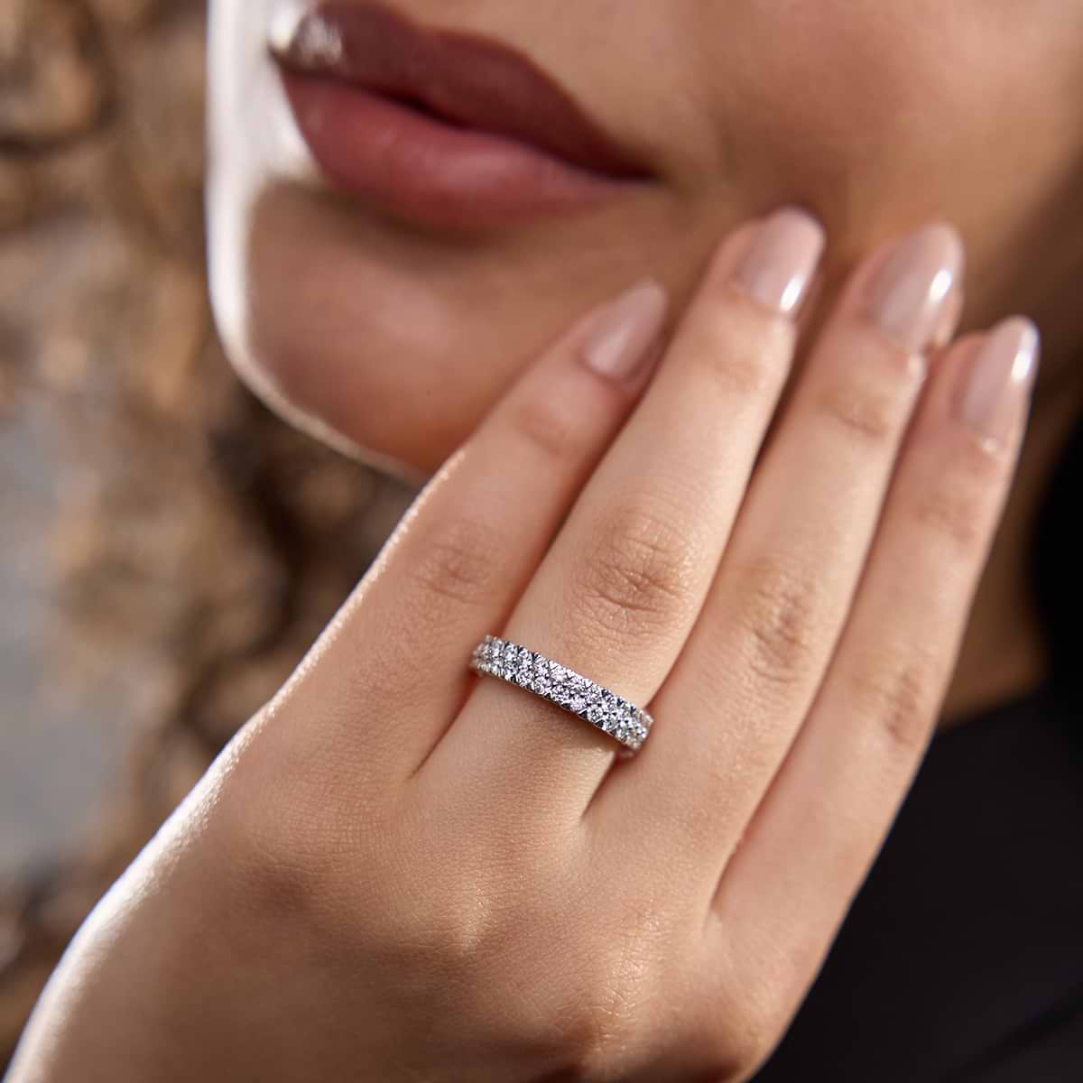GWA110 - Additional Image 3 for  2 ctw Round Lab Grown Diamond Double Row Eternity Band - 4mm Width